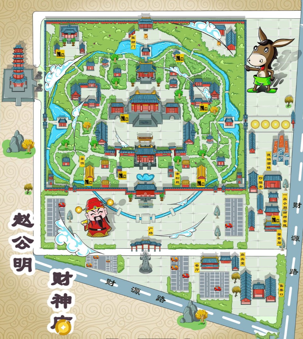 茂名寺庙类手绘地图